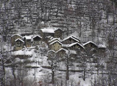 L'hameau de Ruine sous la neige